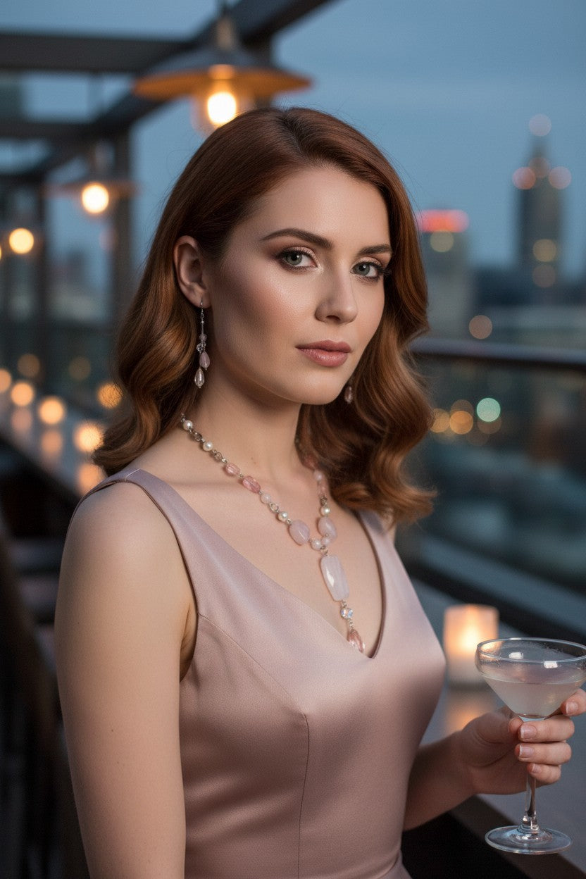 Semi Precious Rose Quartz Necklace