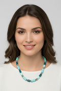 Boho Turquoise Bead Necklace with Silver Plated Spacers – Casual Colorful Jewellery