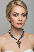 Ethnic Charm, Wood And Italian Bead Necklace