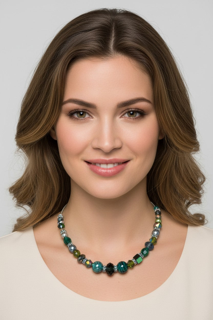 Peacock Multi Coloured Crystal Necklace
