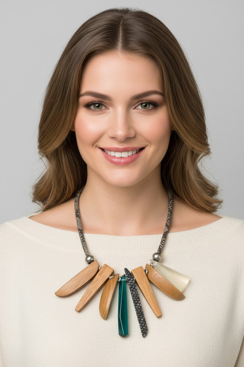 Chunky Tribal Wooden Necklace
