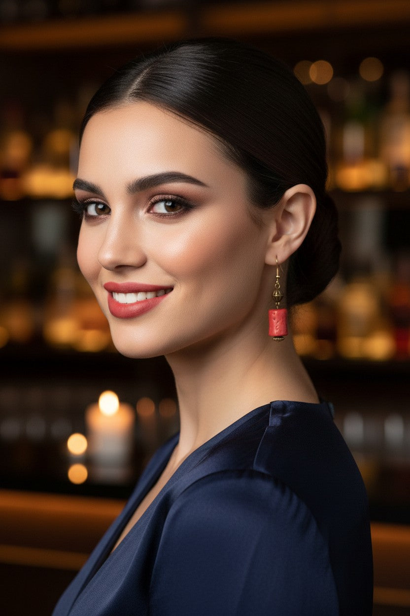 Coral Drop Earrings with Antique Gold Accents