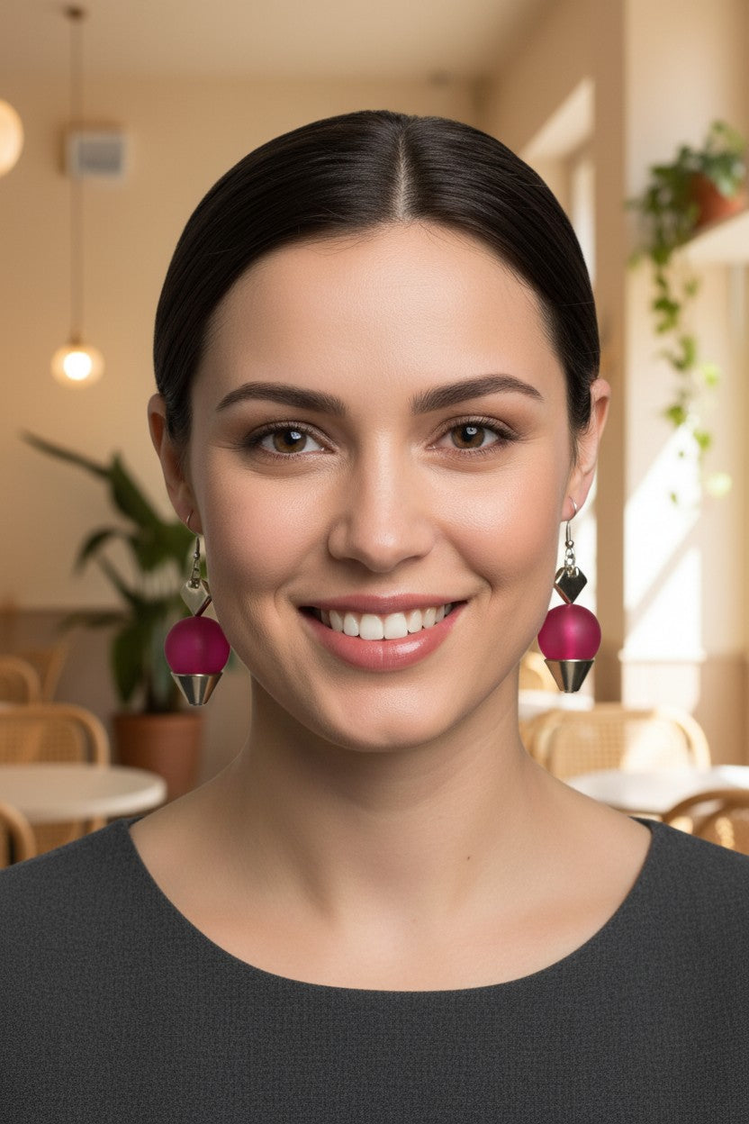 Modernist Matte Ball Drop Earrings Made in Australia
