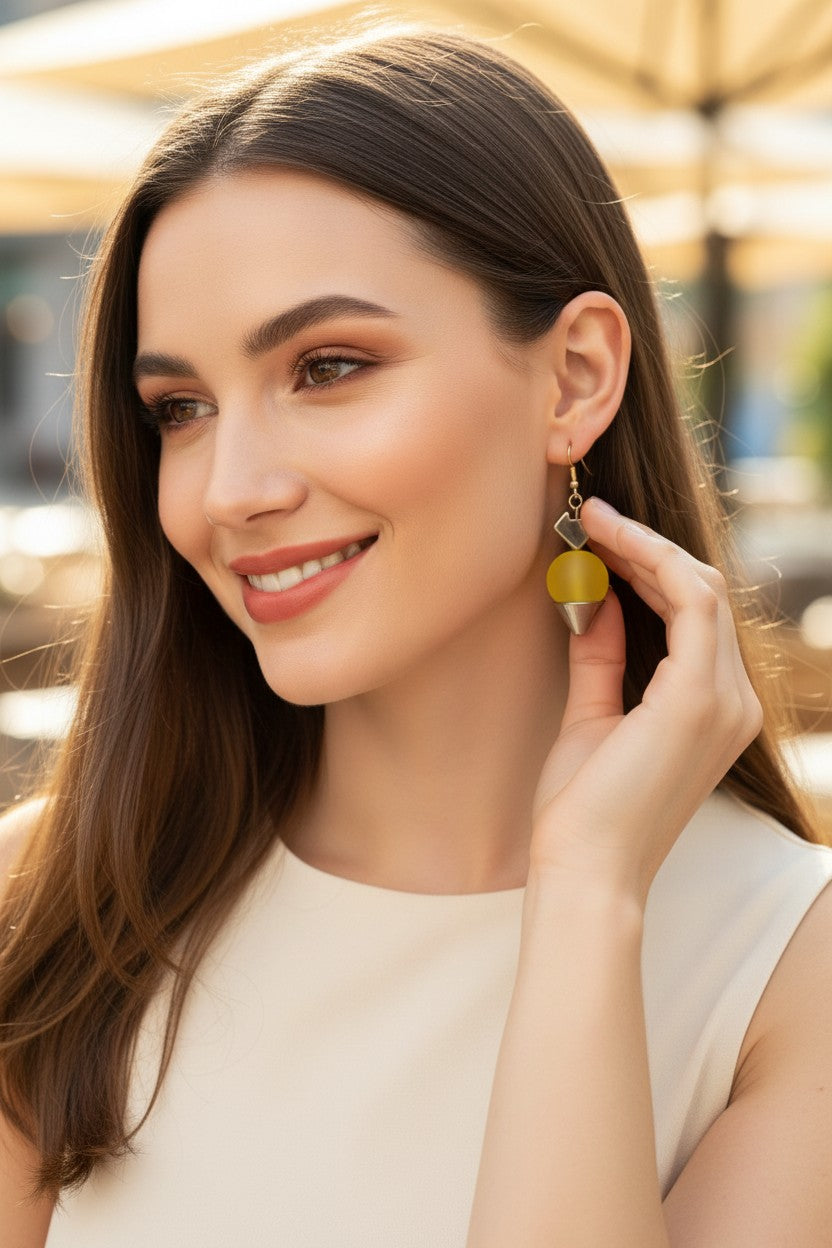 Modernist Matte Ball Drop Earrings Made in Australia