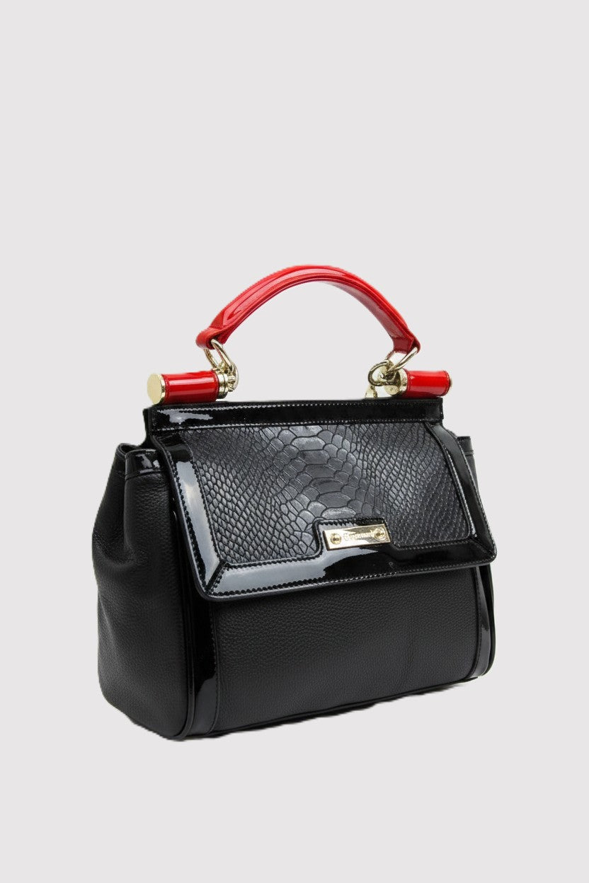 Snake Print Leather Handbag