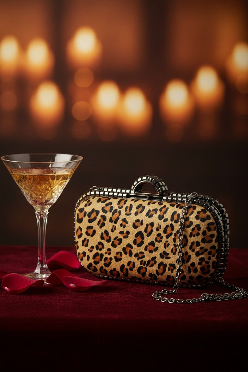 Leopard Print Pony Skin Evening Bag