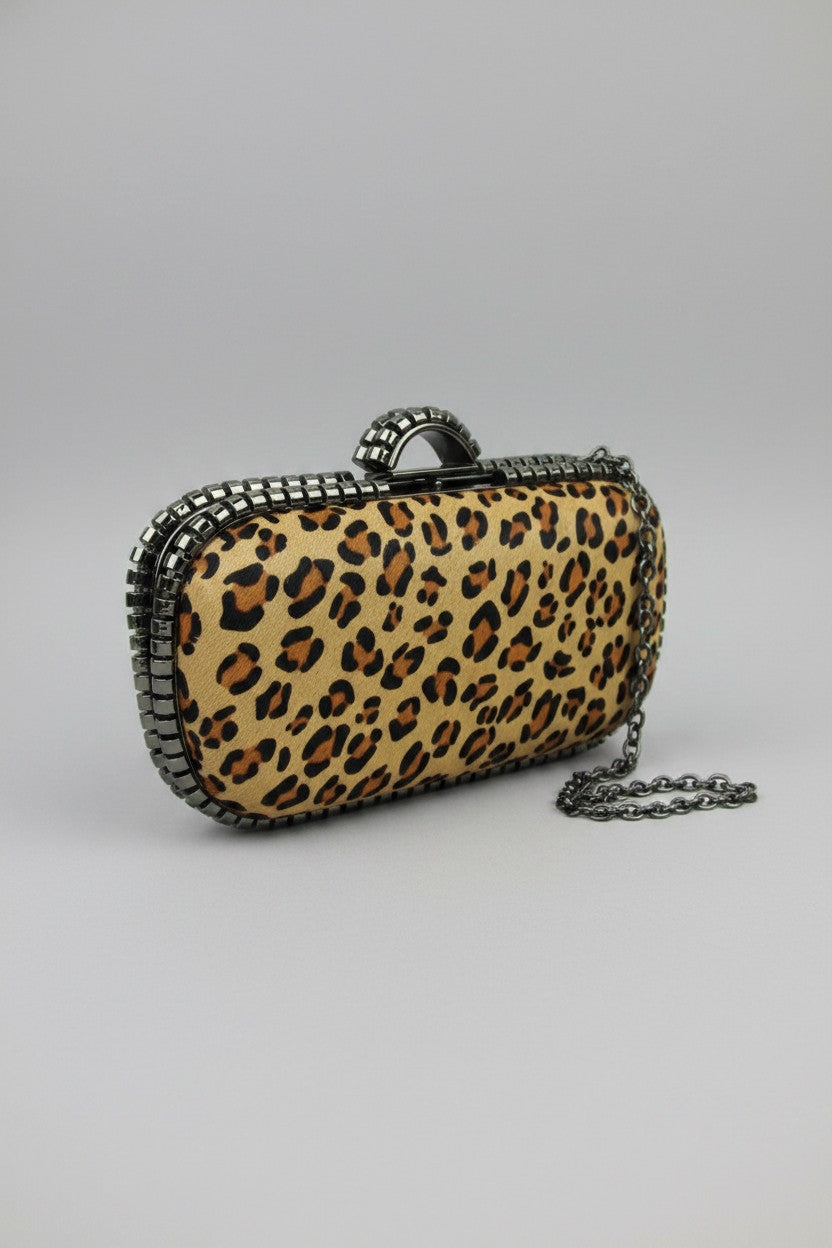 Leopard Print Pony Skin Evening Bag