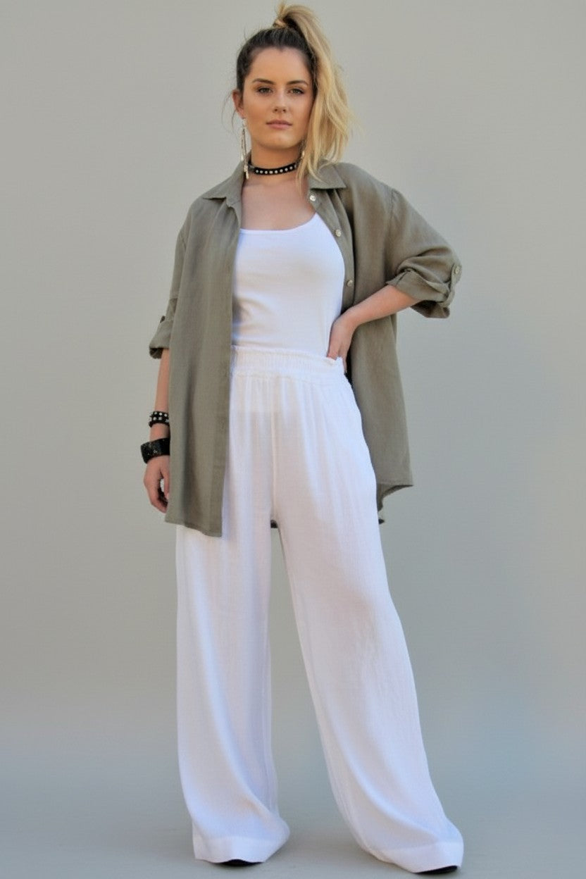 L023-Conti Moda Italian Linen Wide Leg Pants