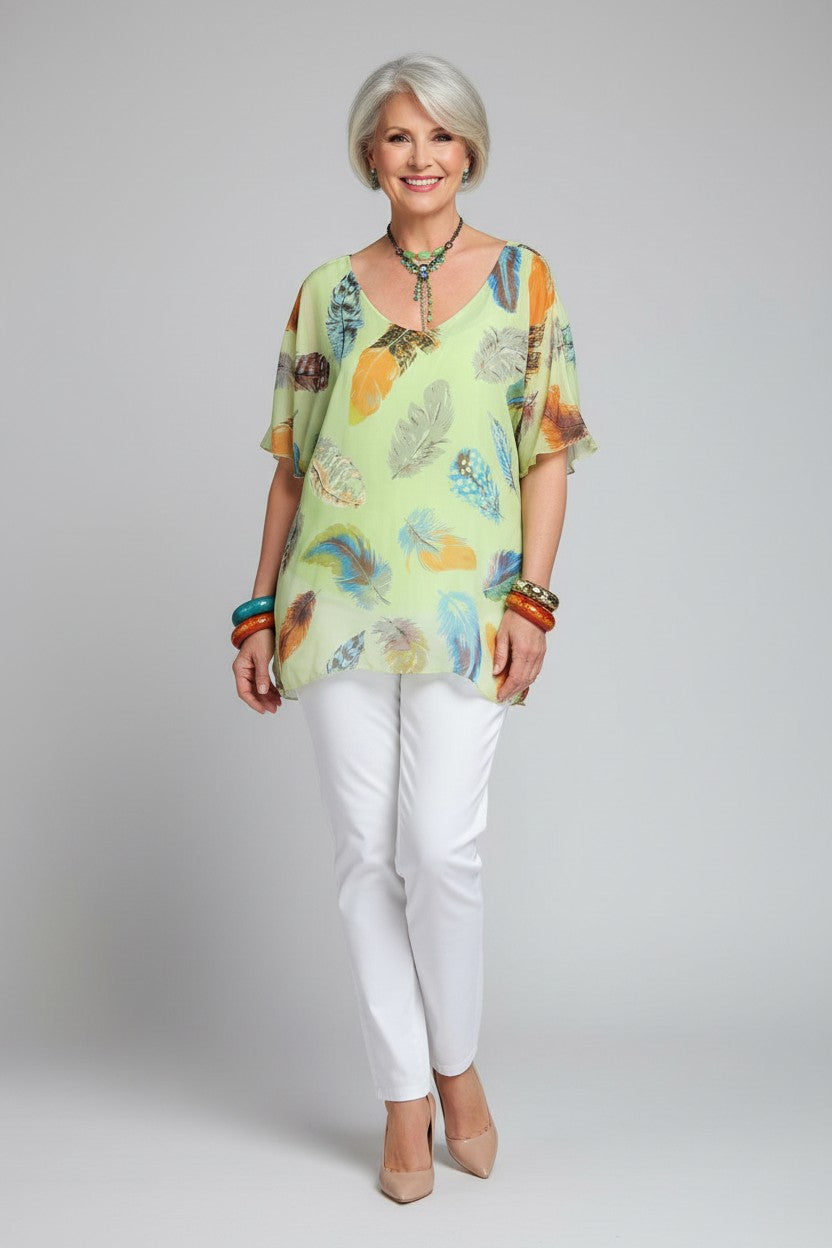 L177-Conti Moda Italian Silk Print Top