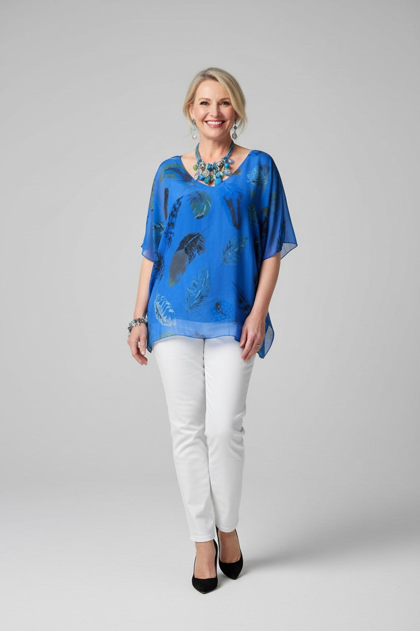 L177-Conti Moda Italian Silk Print Top