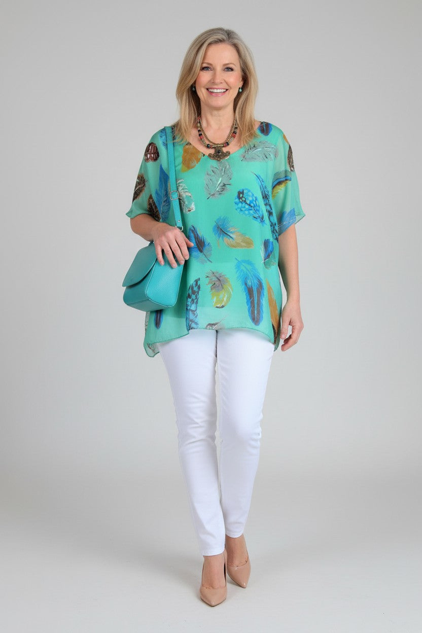 L177-Conti Moda Italian Silk Print Top