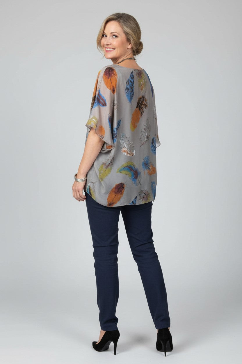 L177-Conti Moda Italian Silk Print Top