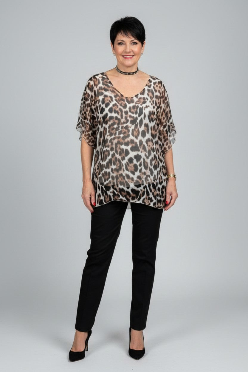 L177-Conti Moda Italian Silk Print Top
