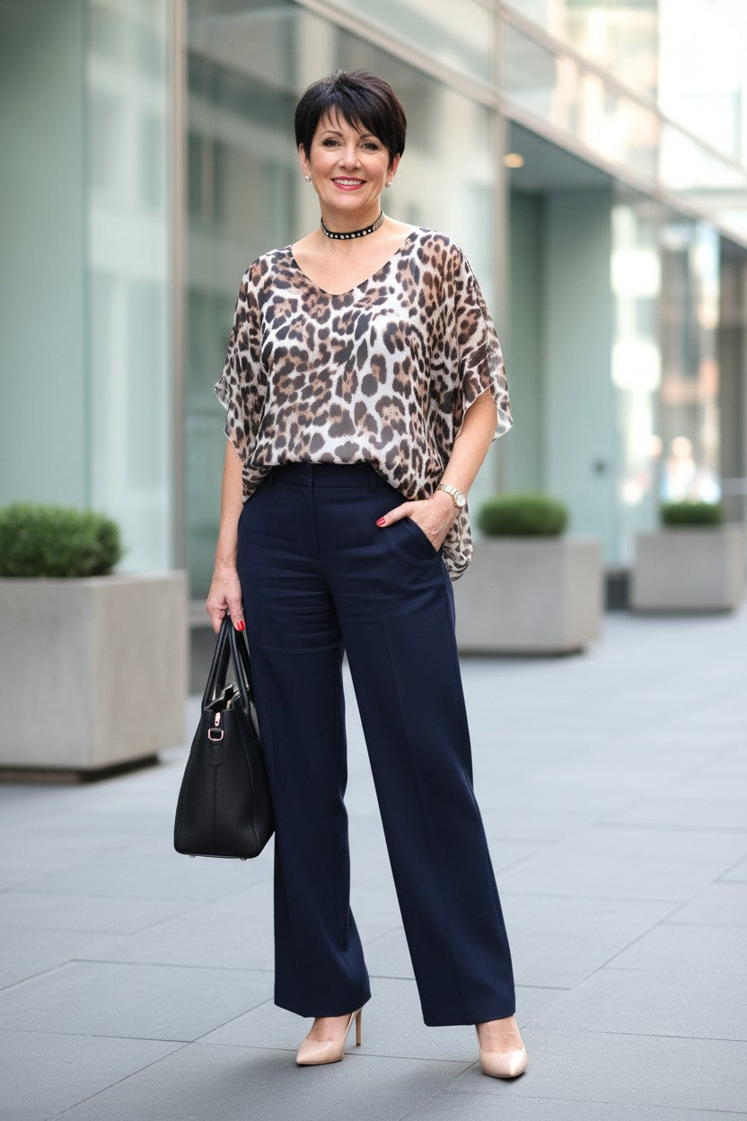 L177-Conti Moda Italian Silk Print Top