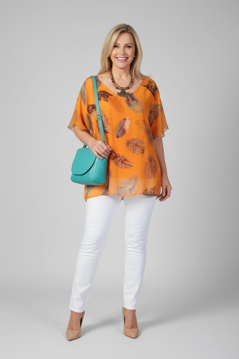 L177-Conti Moda Italian Silk Print Top
