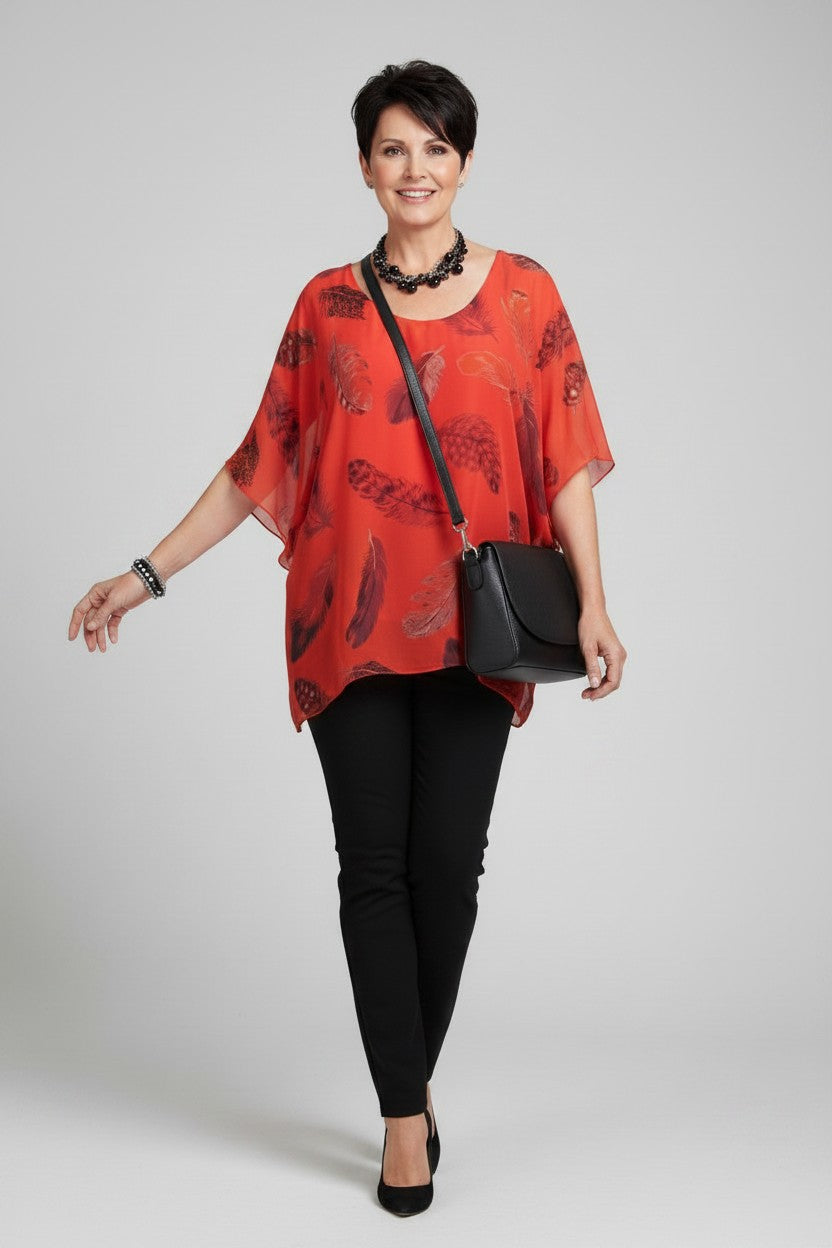 L177-Conti Moda Italian Silk Print Top