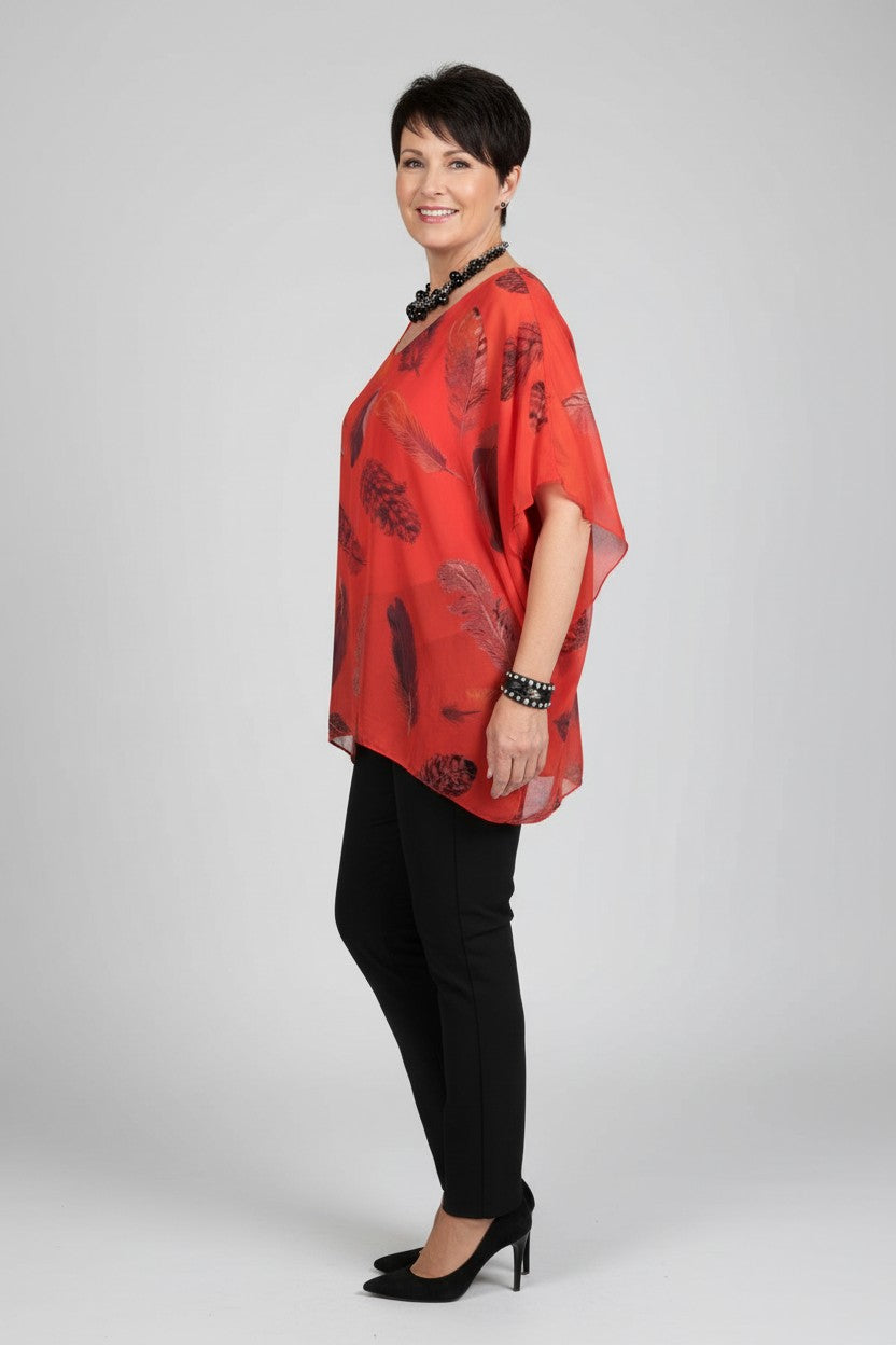L177-Conti Moda Italian Silk Print Top