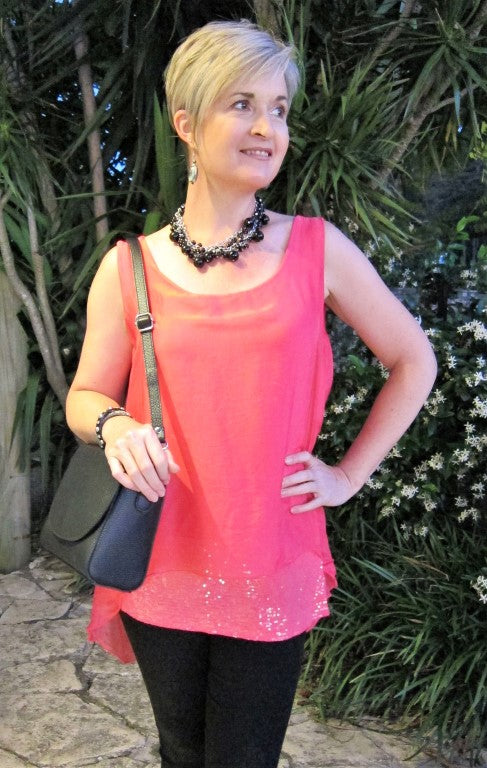 L537-Conti Moda Sleeveless Italian Silk Top