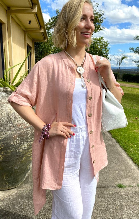 L590-Conti Moda Clever Italian Linen Shirt/Jacket