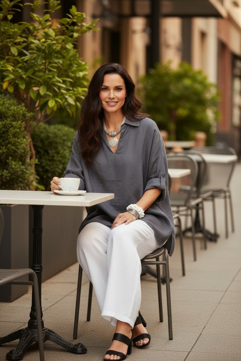 L758-Conti Moda Italian Linen Top