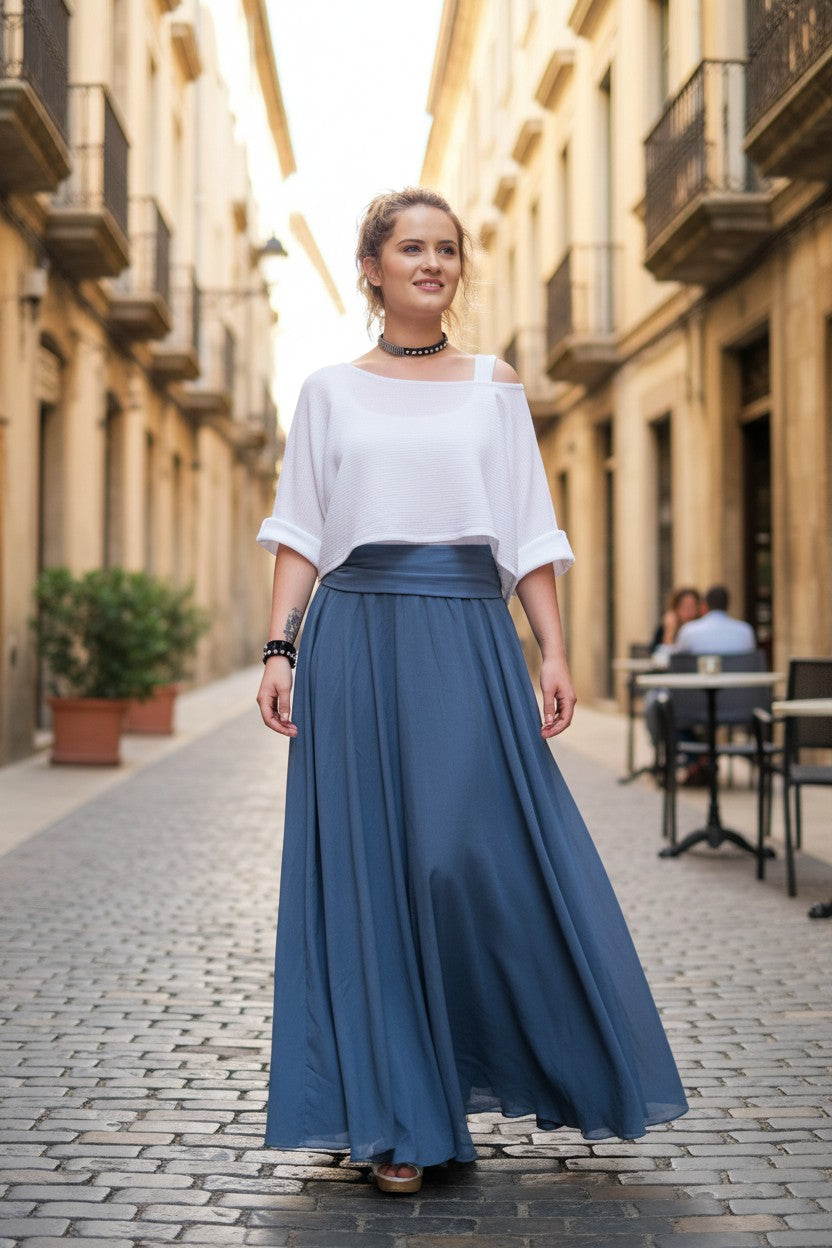 Conti Moda Italian Cotton Long Flowing Maxi Skirt