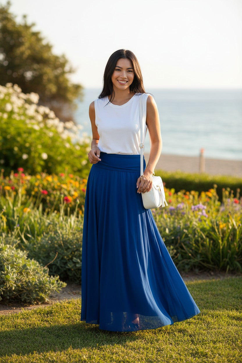 Conti Moda Italian Cotton Long Flowing Maxi Skirt