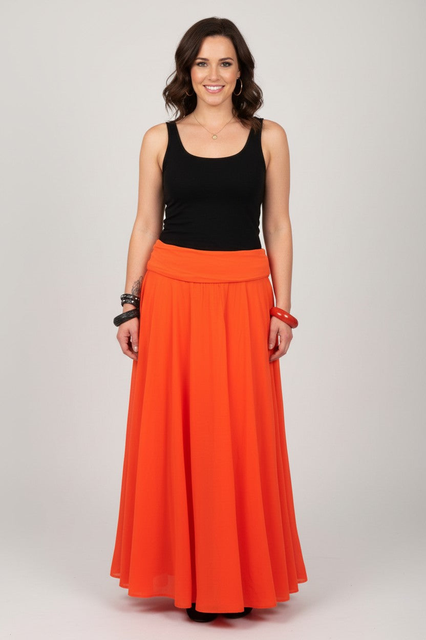 Conti Moda Italian Cotton Long Flowing Maxi Skirt