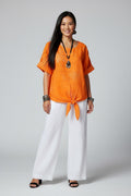 L794-Conti Moda Italian Print Top With Front Tie