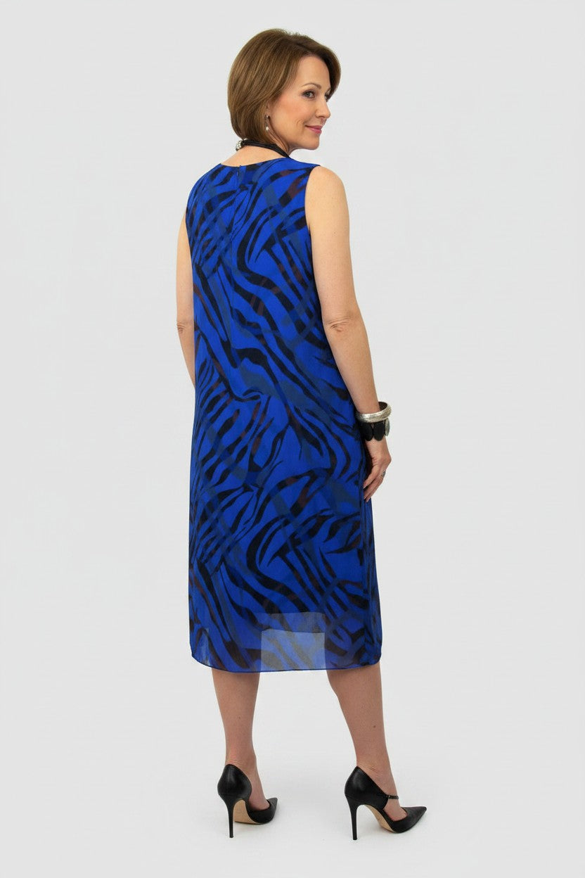 L868-Conti Moda Italian Silk Sleeveless Mid Dress