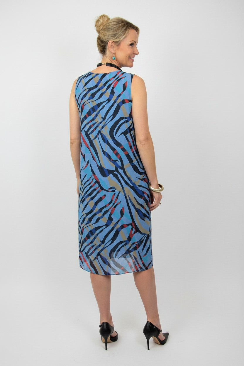 L868-Conti Moda Italian Silk Sleeveless Mid Dress