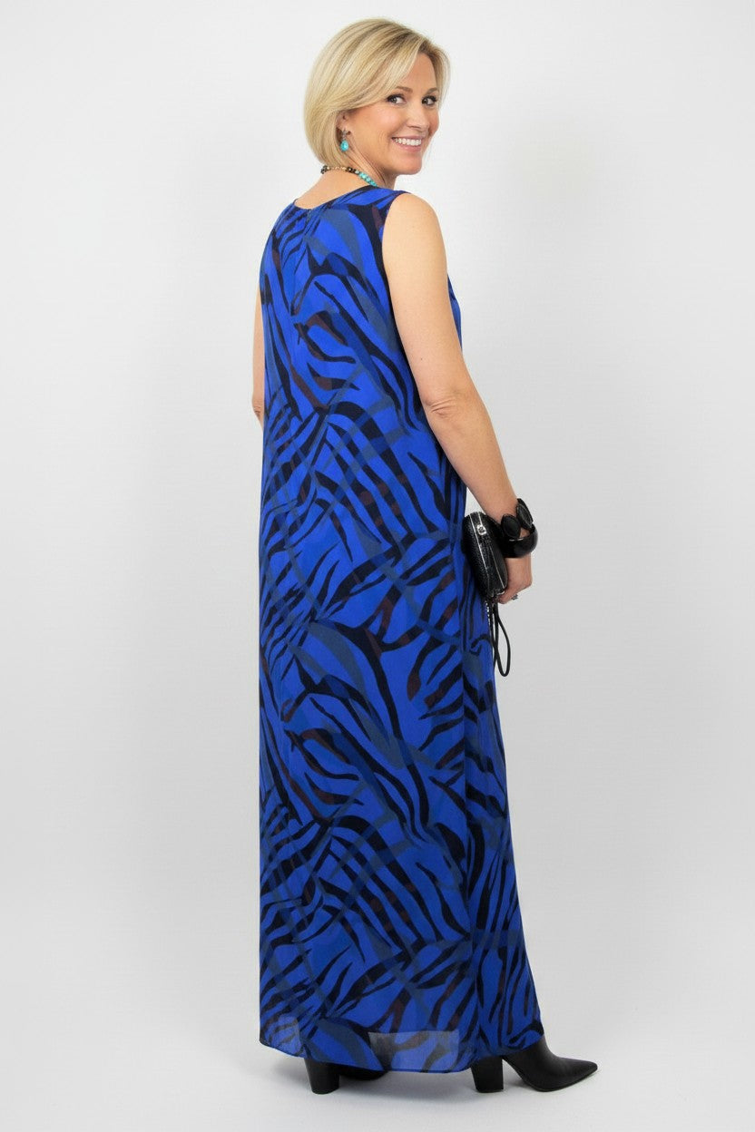 L869-Conti Moda Italian Silk Sleeveless Long Dress