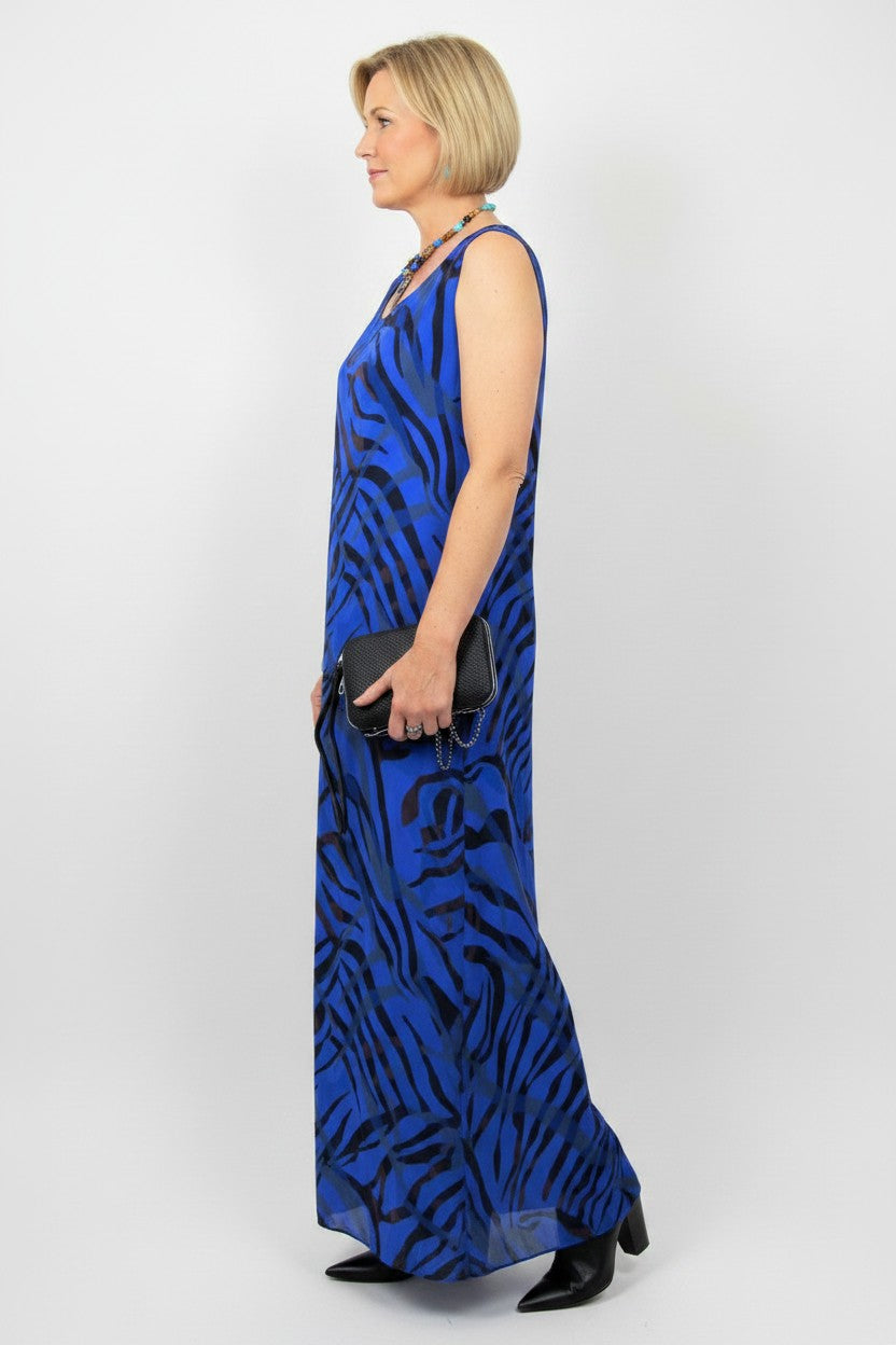 L869-Conti Moda Italian Silk Sleeveless Long Dress
