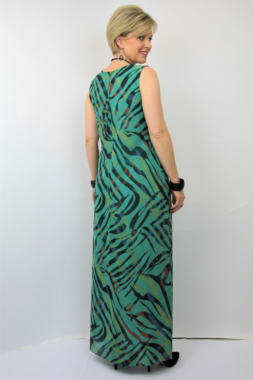L869-Conti Moda Italian Silk Sleeveless Long Dress