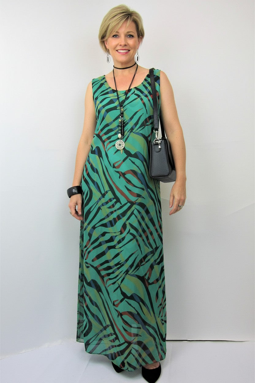 L869-Conti Moda Italian Silk Sleeveless Long Dress
