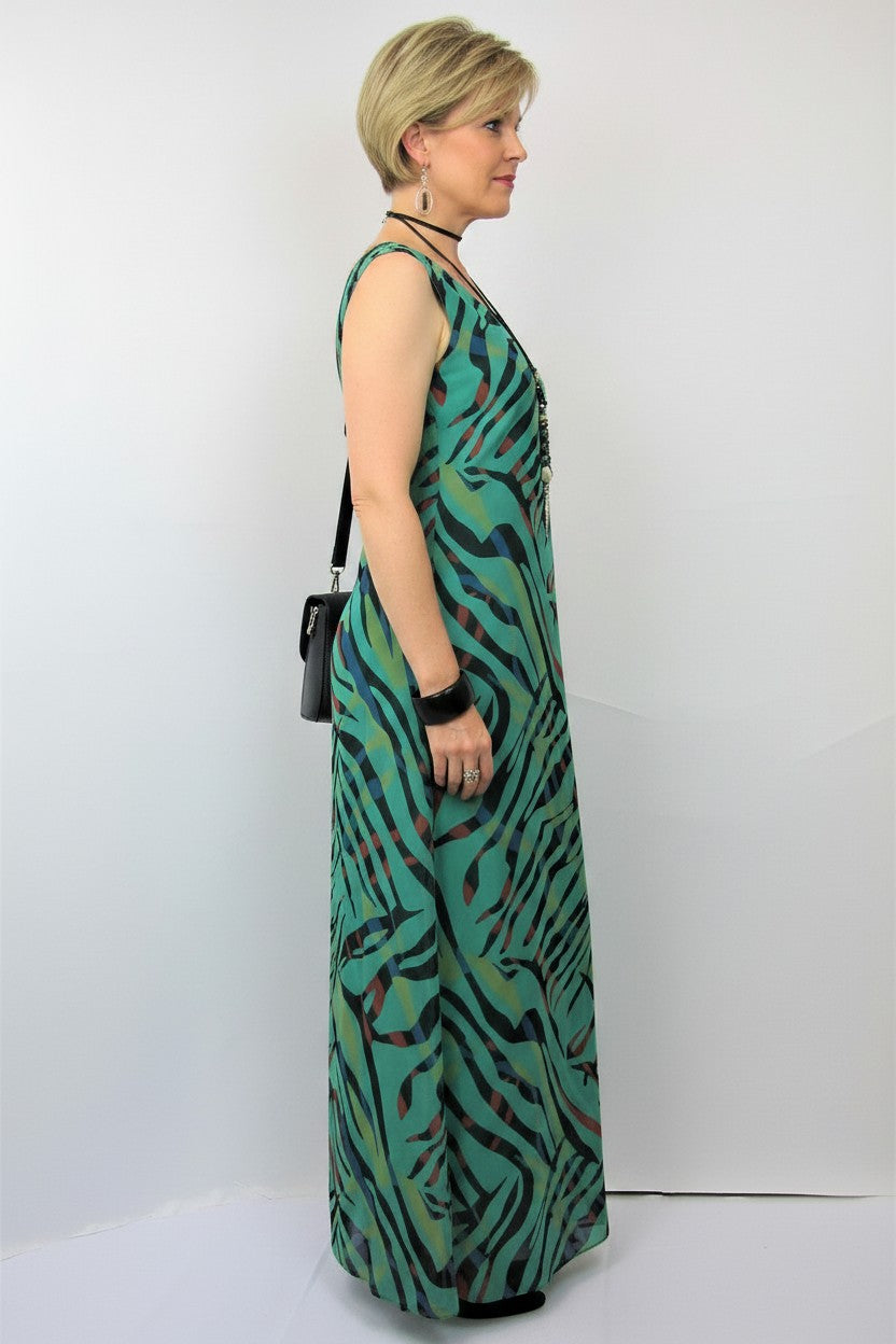 L869-Conti Moda Italian Silk Sleeveless Long Dress