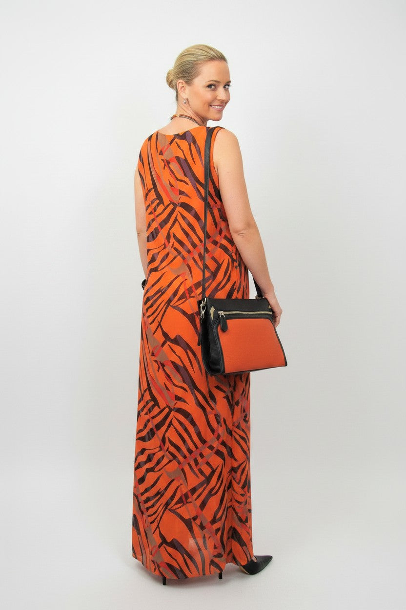 L869-Conti Moda Italian Silk Sleeveless Long Dress