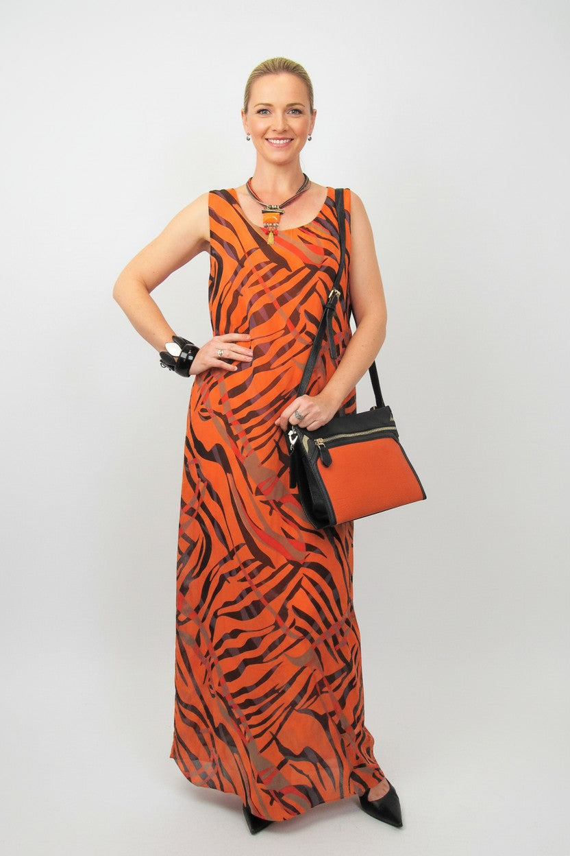 L869-Conti Moda Italian Silk Sleeveless Long Dress