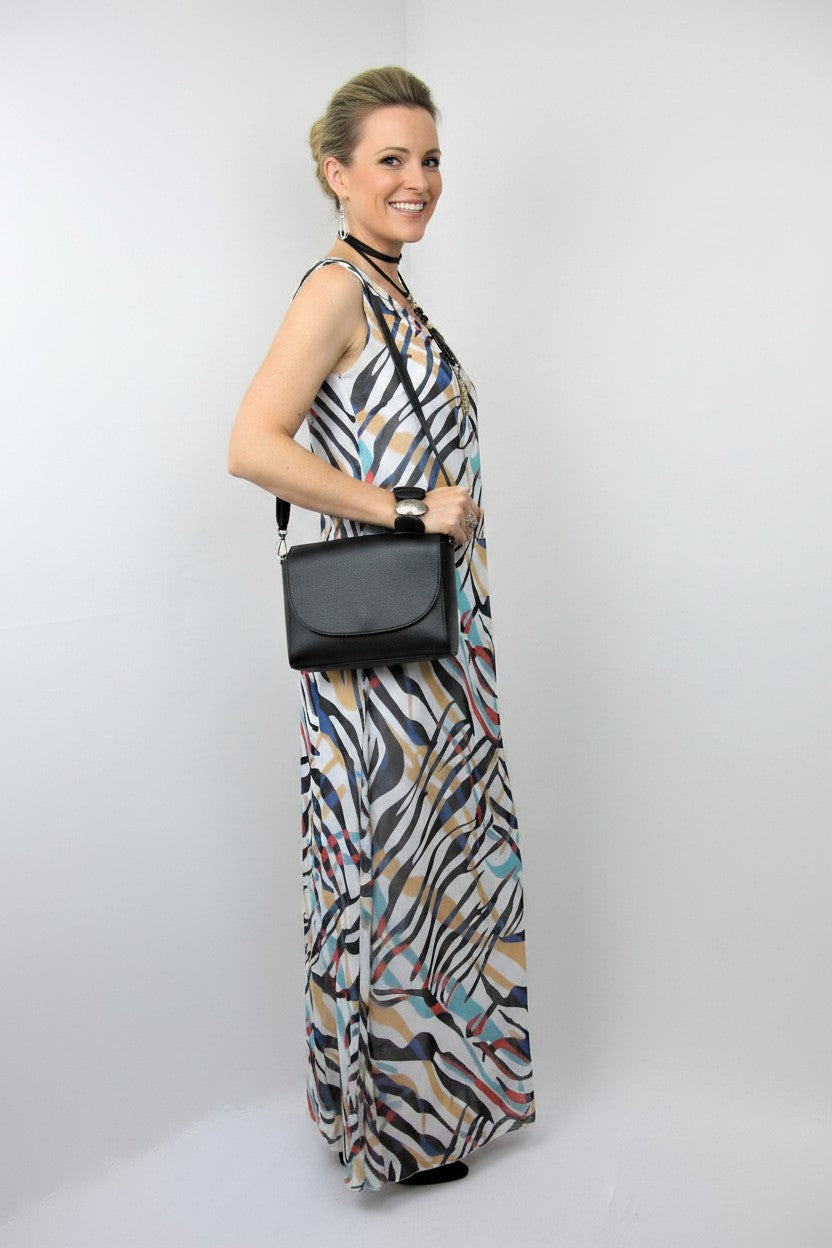 L869-Conti Moda Italian Silk Sleeveless Long Dress