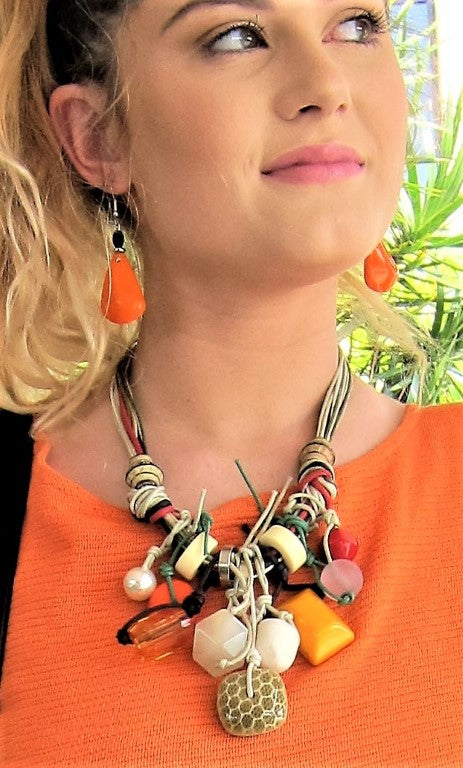 Extravaganza Vintage Italian Multi Bead Necklace, lasies fashion, womens fashion accessories, colourful beads. italian multi cords