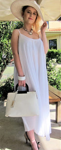 Italian Shoestring Strap Flowing Maxi Dress for women, White  Italian cotton dress, cotton dress, maxi dress, made in Italy, Shoestring strap dress, Summer, Flowing dress