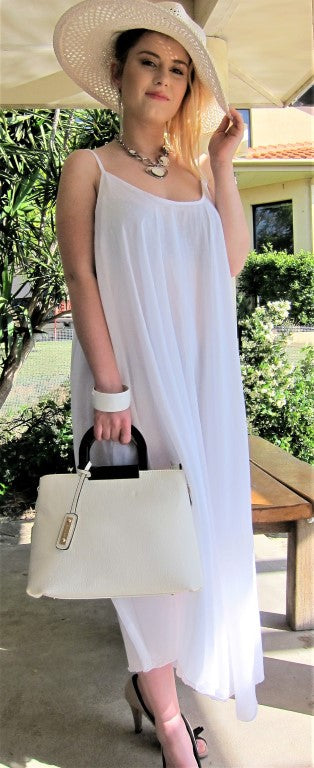 Italian Shoestring Strap Flowing Maxi Dress for women, White  Italian cotton dress, cotton dress, maxi dress, made in Italy, Shoestring strap dress, Summer, Flowing dress