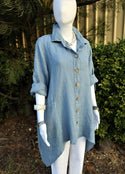 L591-Conti Moda Italian Linen Shirt/Jacket With Collar