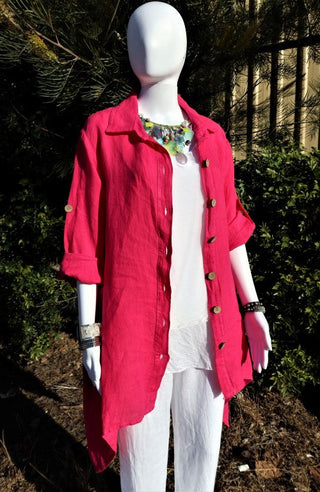 L591-Conti Moda Italian Linen Shirt/Jacket With Collar