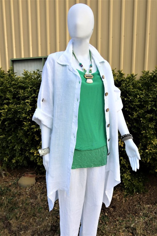 L591-Conti Moda Italian Linen Shirt/Jacket With Collar