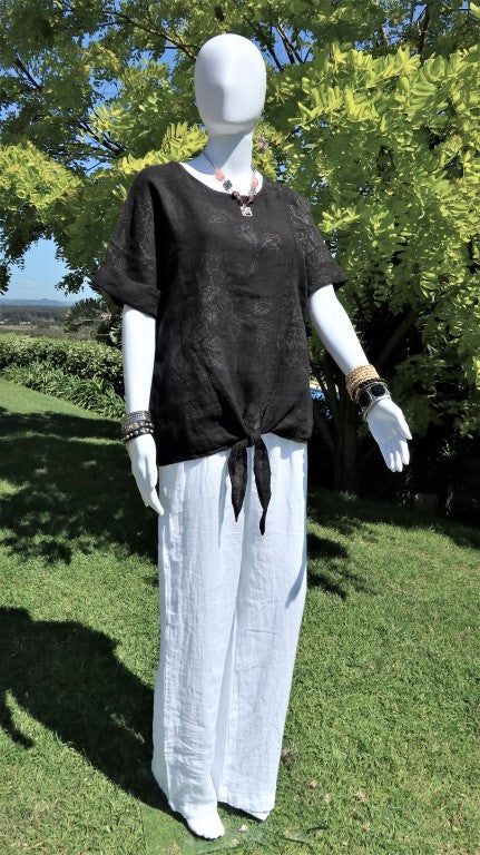 L794-Conti Moda Italian Print Top With Front Tie