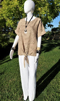 L794-Conti Moda Italian Print Top With Front Tie